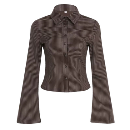 Blusa de Rayas Marrón para Mujer Elegante