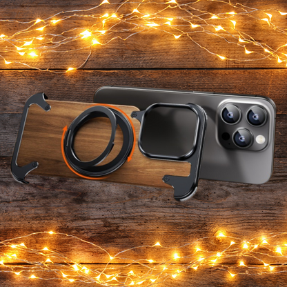 Funda para iPhone de Madera Natural con Soporte Giratorio