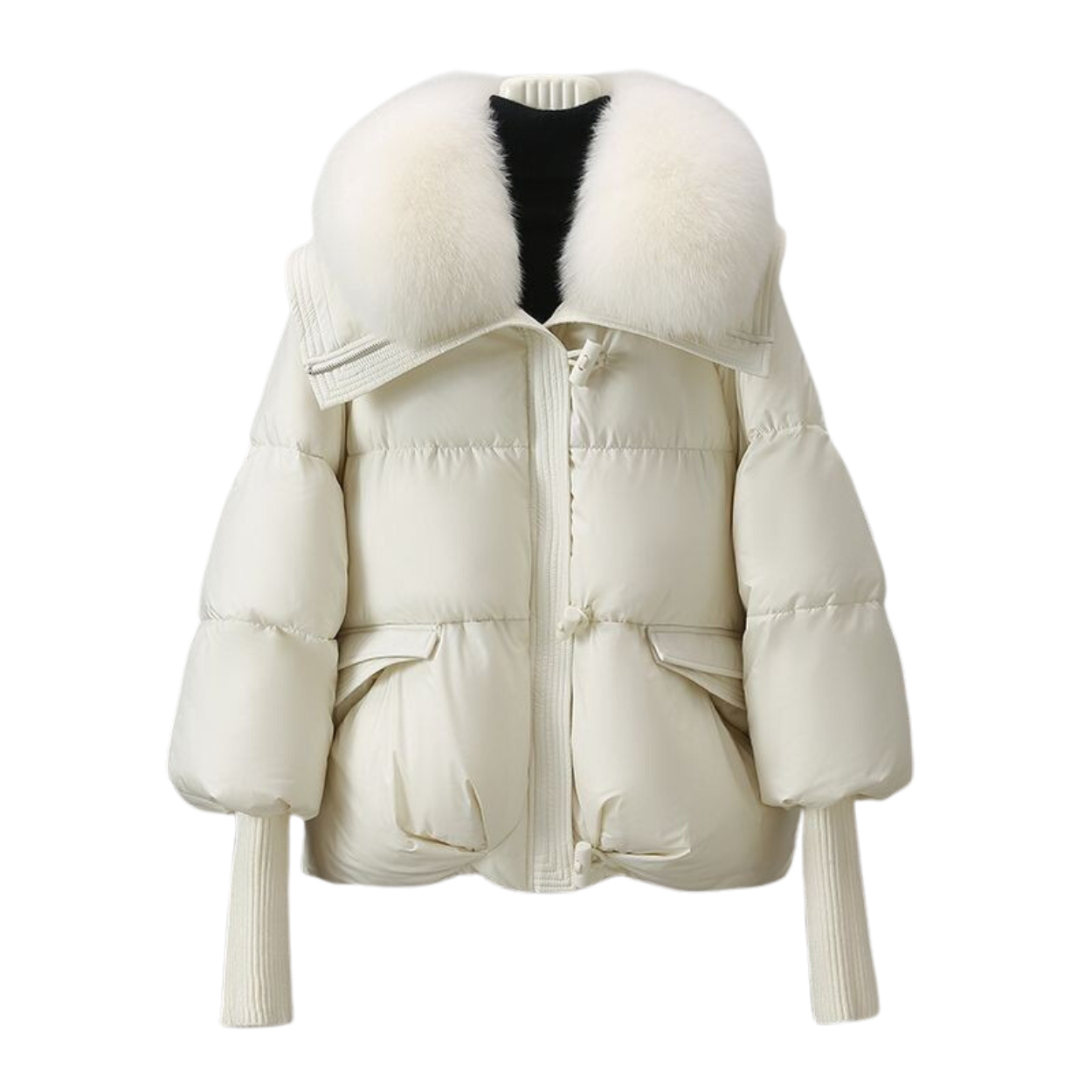 Parka de Invierno Corta con Capucha Forrada