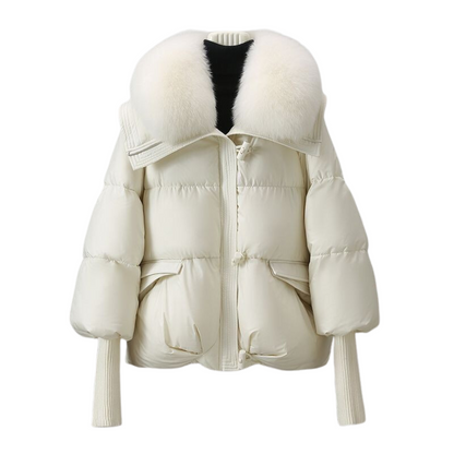 Parka de Invierno Corta con Capucha Forrada