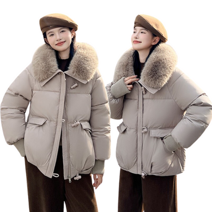 Parka de Invierno Corta con Capucha Forrada