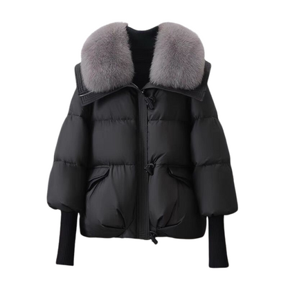 Parka de Invierno Corta con Capucha Forrada