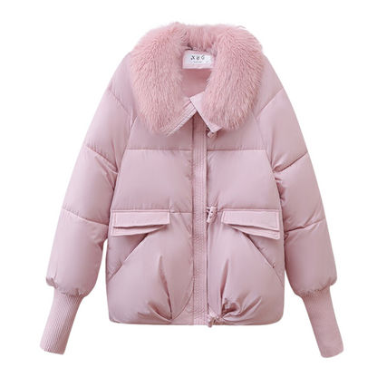 Parka de Invierno Corta con Capucha Forrada