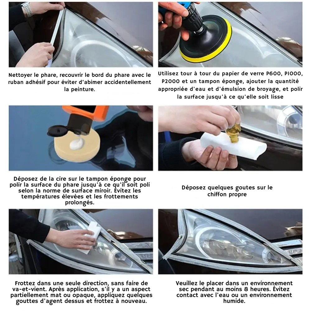 Kit de Reparación de Faros para Coche, Renovación Rápida y Fácil