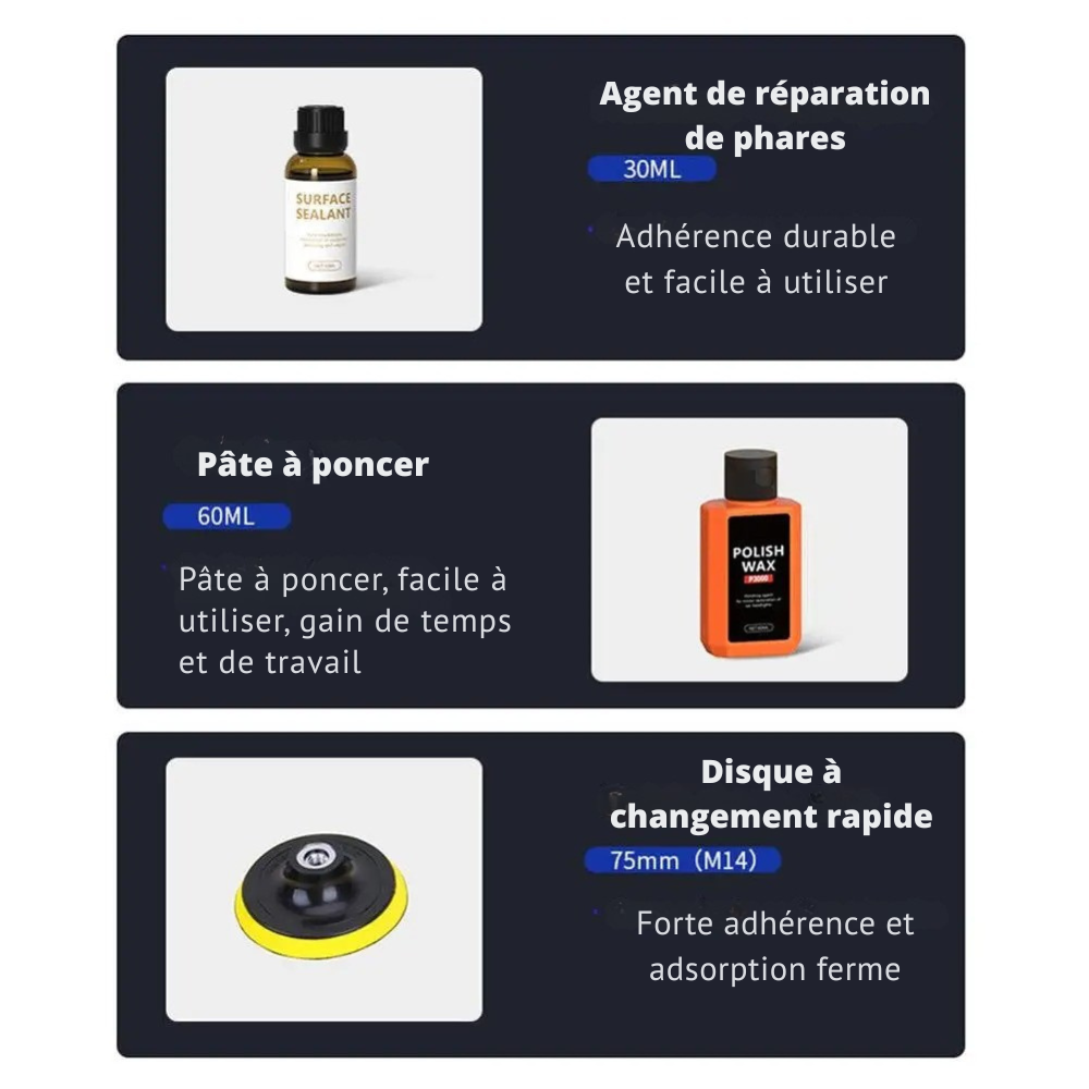 Kit de Reparación de Faros para Coche, Renovación Rápida y Fácil