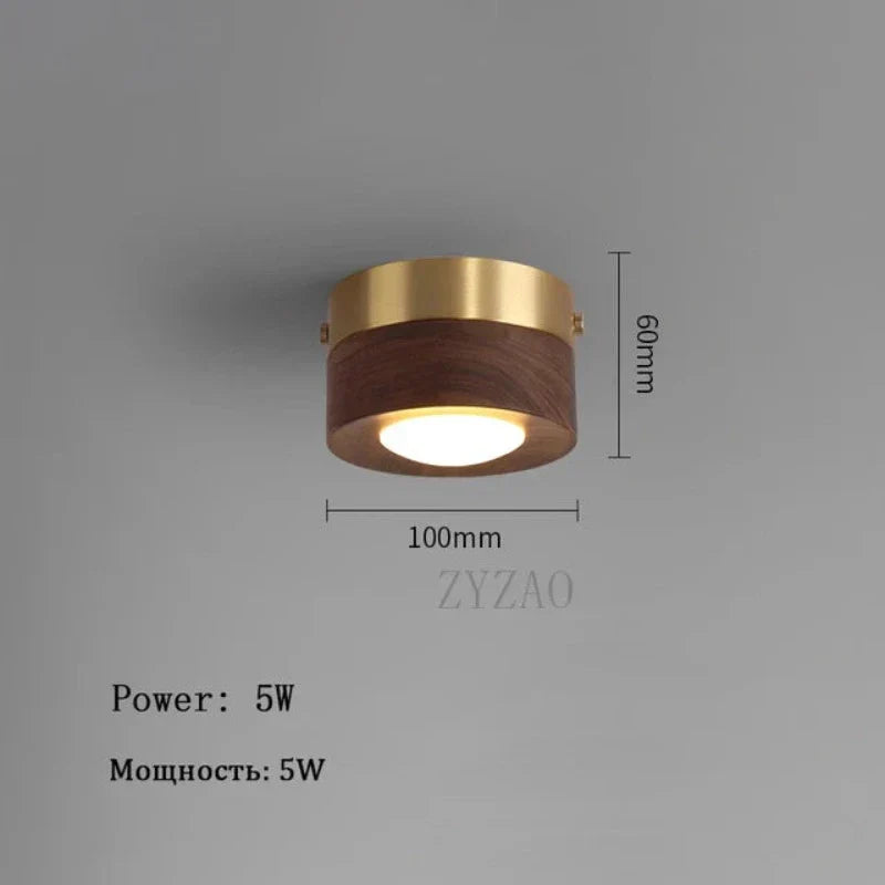 Lámpara de techo de madera elegante con LED intenso