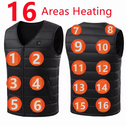 Chaleco Calefactor Eléctrico Recargable con 16 Zonas de Calor
