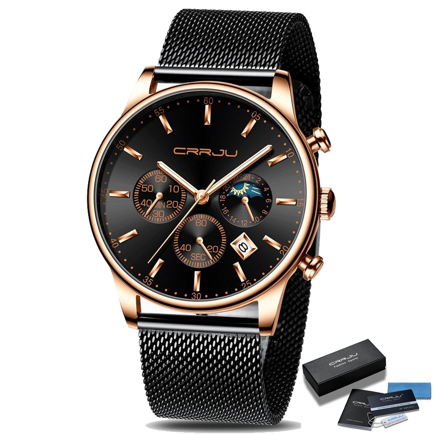 Reloj deportivo con pulsera de metal para hombre