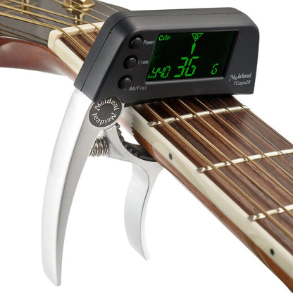 Afinador de guitarra y cejilla práctico 2 en 1