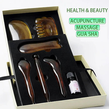 Kit de masaje Gua Sha 7 piezas completo