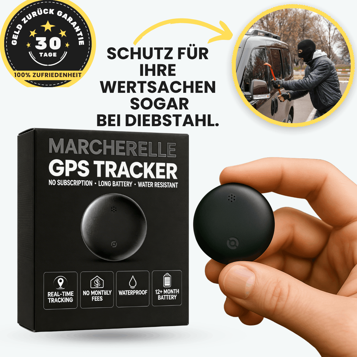 Marcherelle - Rastreador GPS sin suscripción, sin SIM | Compatible con Android e iOS