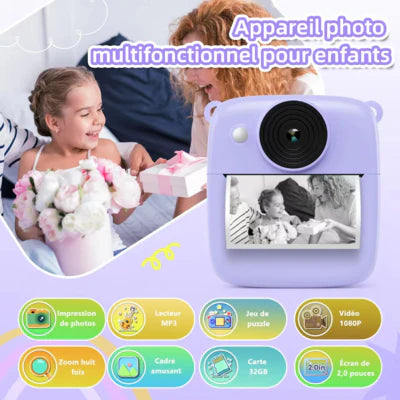 Marcherelle™ – Appareil Photo Enfant Instantané 1080p avec Carte 32Go Incluse