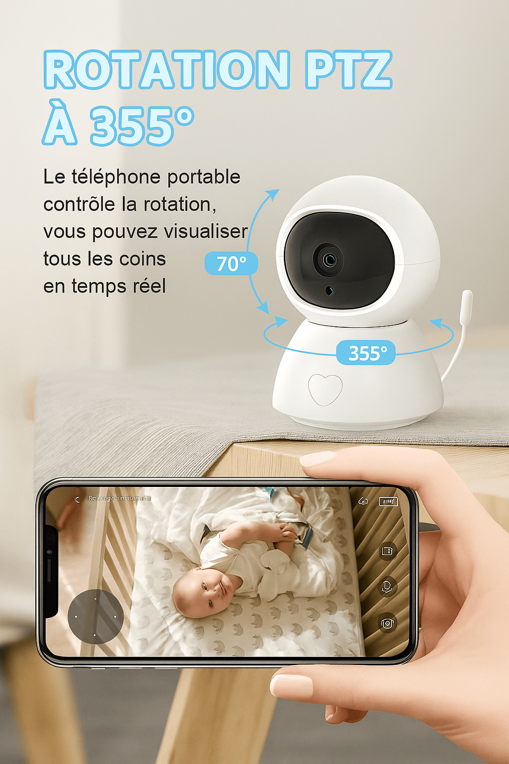 Marcherelle™ – Babyphone Caméra 1080p avec Vision Nocturne