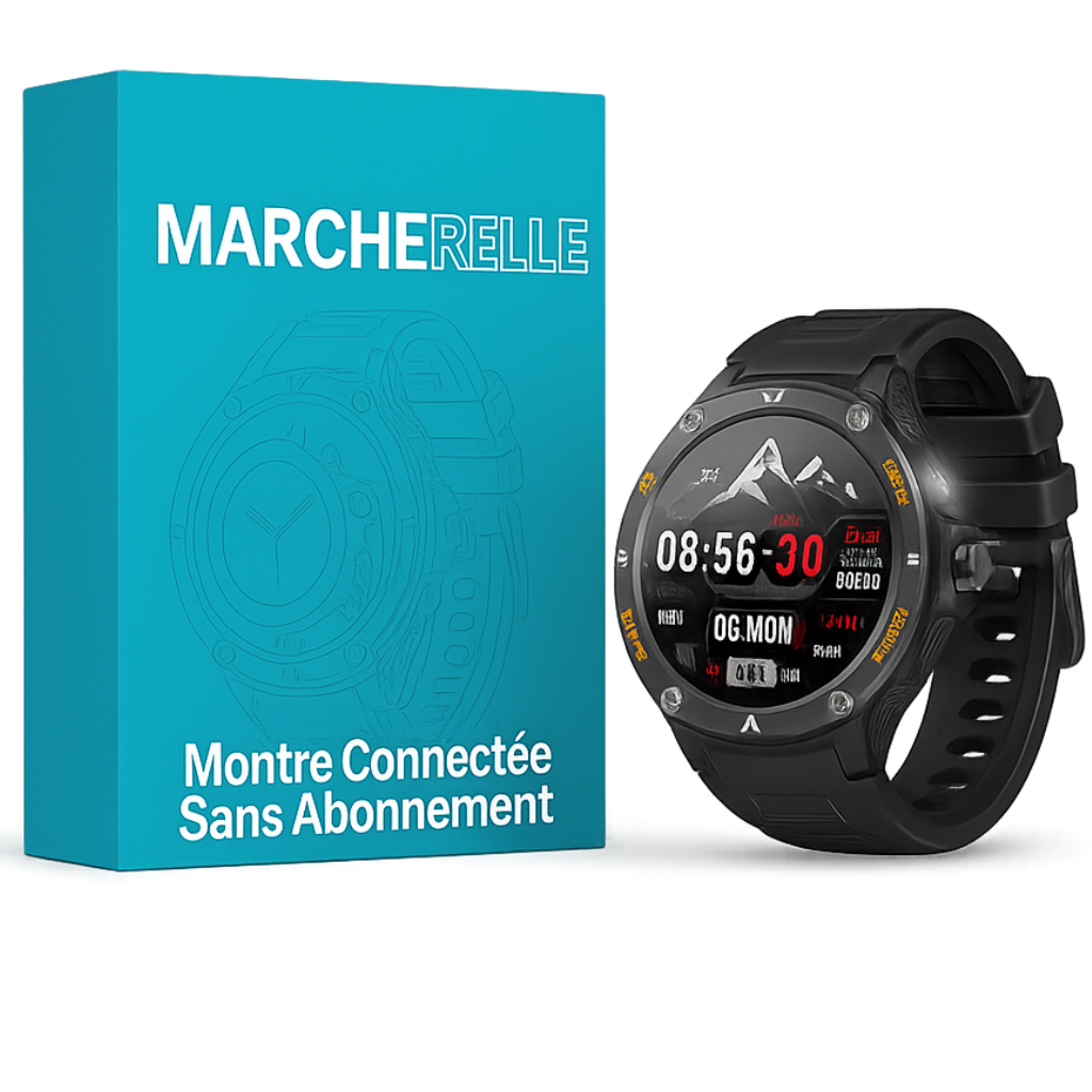 Marcherelle™ – Montre Connectée Homme Écran HD avec Boussole Intégrée