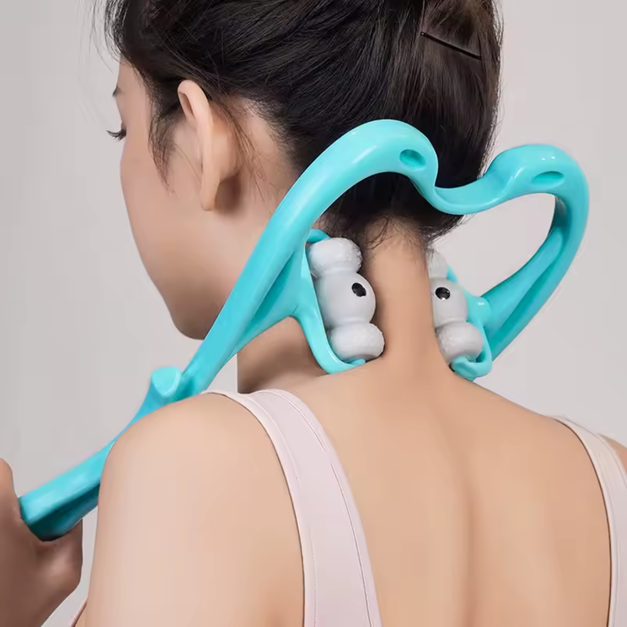 Masajeador Eléctrico para Cuello y Espalda con 6 Rodillos Relajantes