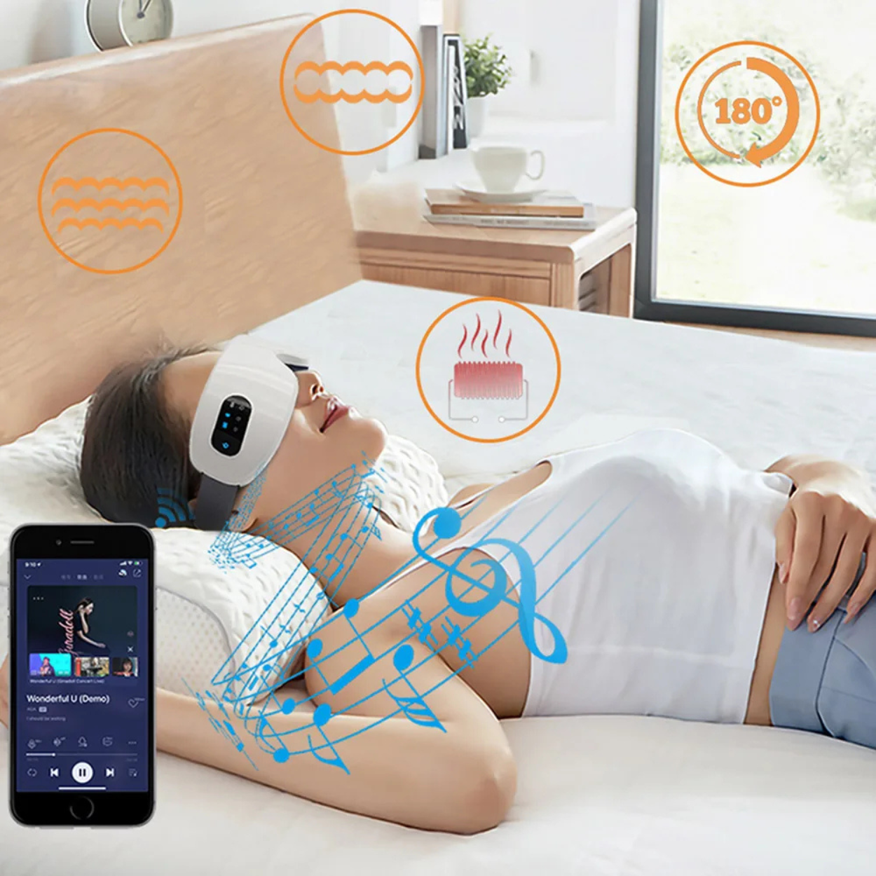 Masajeador Ocular Electrónico con Bluetooth y Función de Masaje