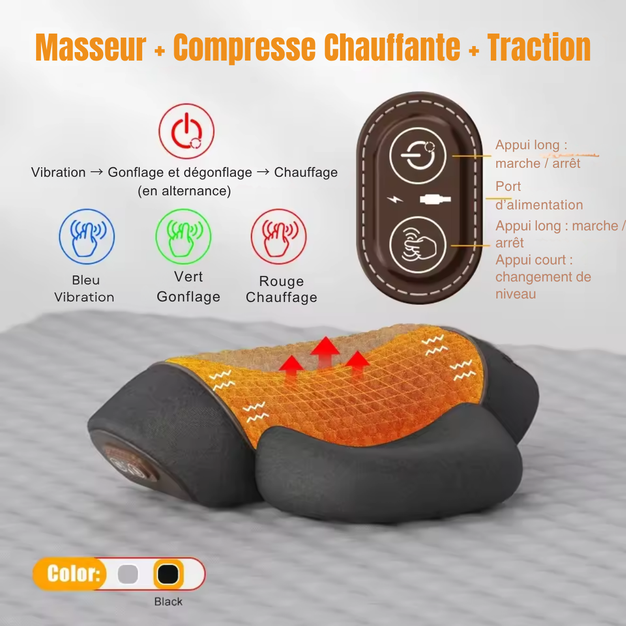 Almohada Cervical Calefactora con Masaje para Aliviar Tensiones