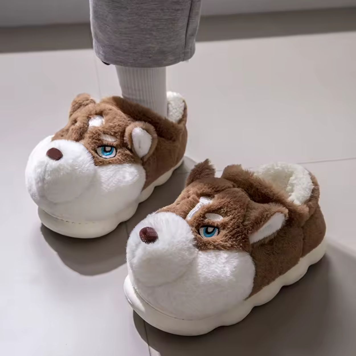 Pantuflas de Peluche con Diseño de Perro, Suaves y Cómodas