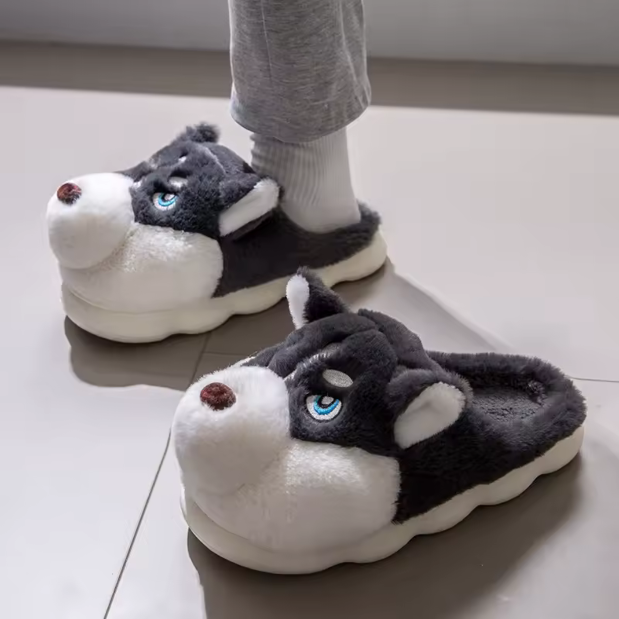 Pantuflas de Peluche con Diseño de Perro, Suaves y Cómodas