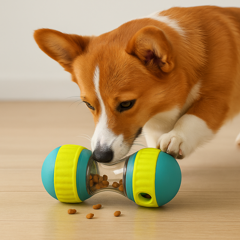 Juego de inteligencia canina con dispensador de comida lento