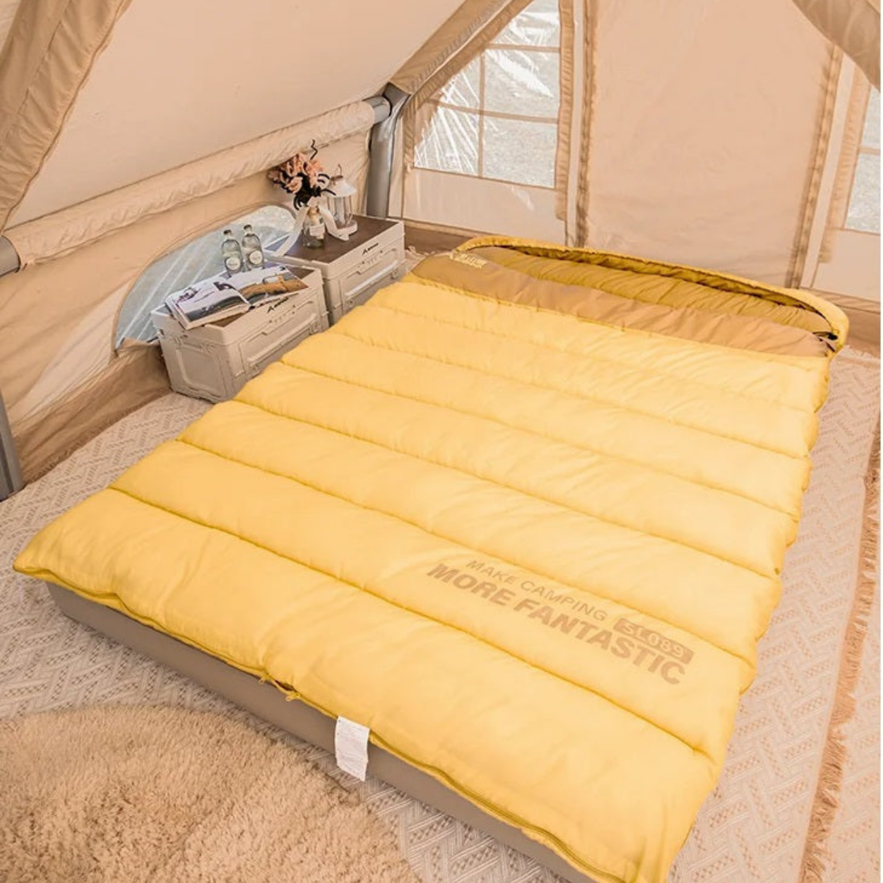 Saco de Dormir para 2 Personas 4 Estaciones Impermeable y Calefactor