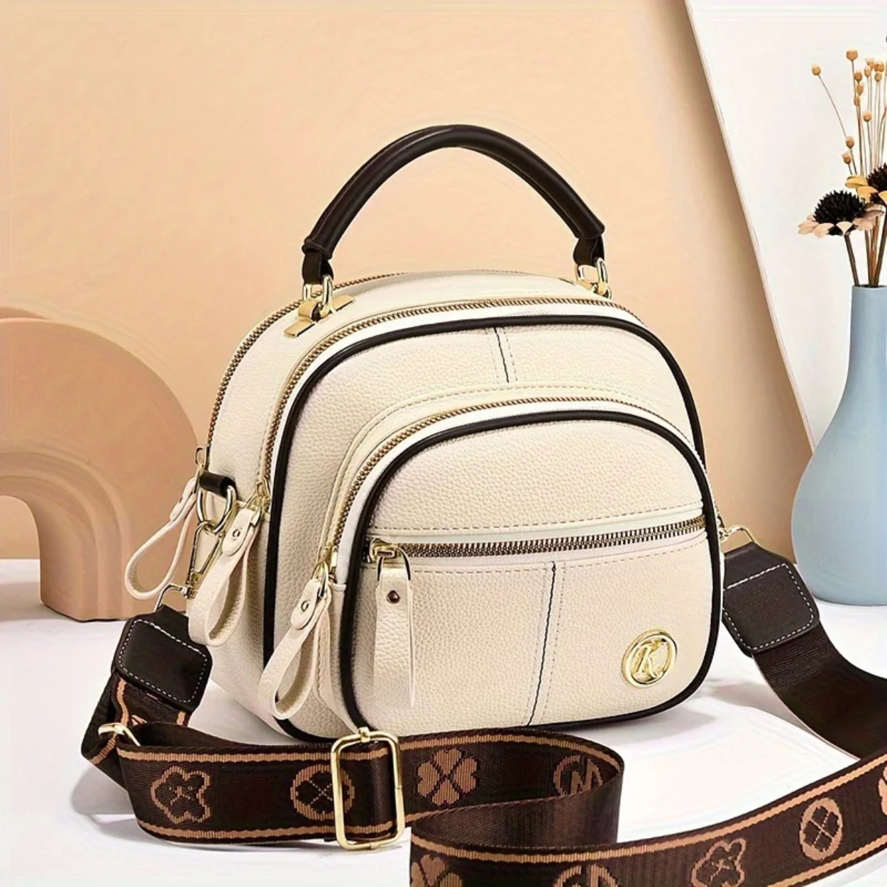 Bolso de Mano Elegante de Cuero para Mujer con Bandolera