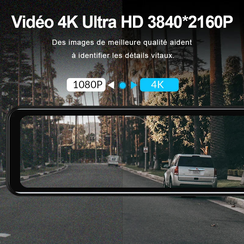 Espejo Retrovisor con Cámara 4K que Incluye GPS y Grabación