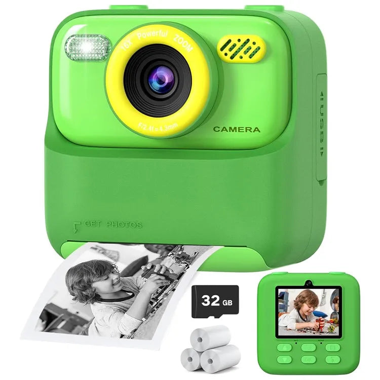 Cámara Instantánea para Niños Colorida con Selfie HD y 32GB de Memoria