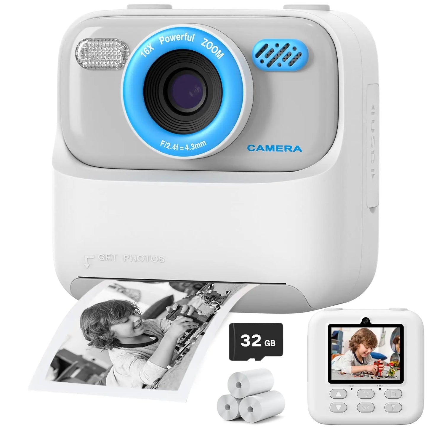 Cámara Instantánea para Niños Colorida con Selfie HD y 32GB de Memoria