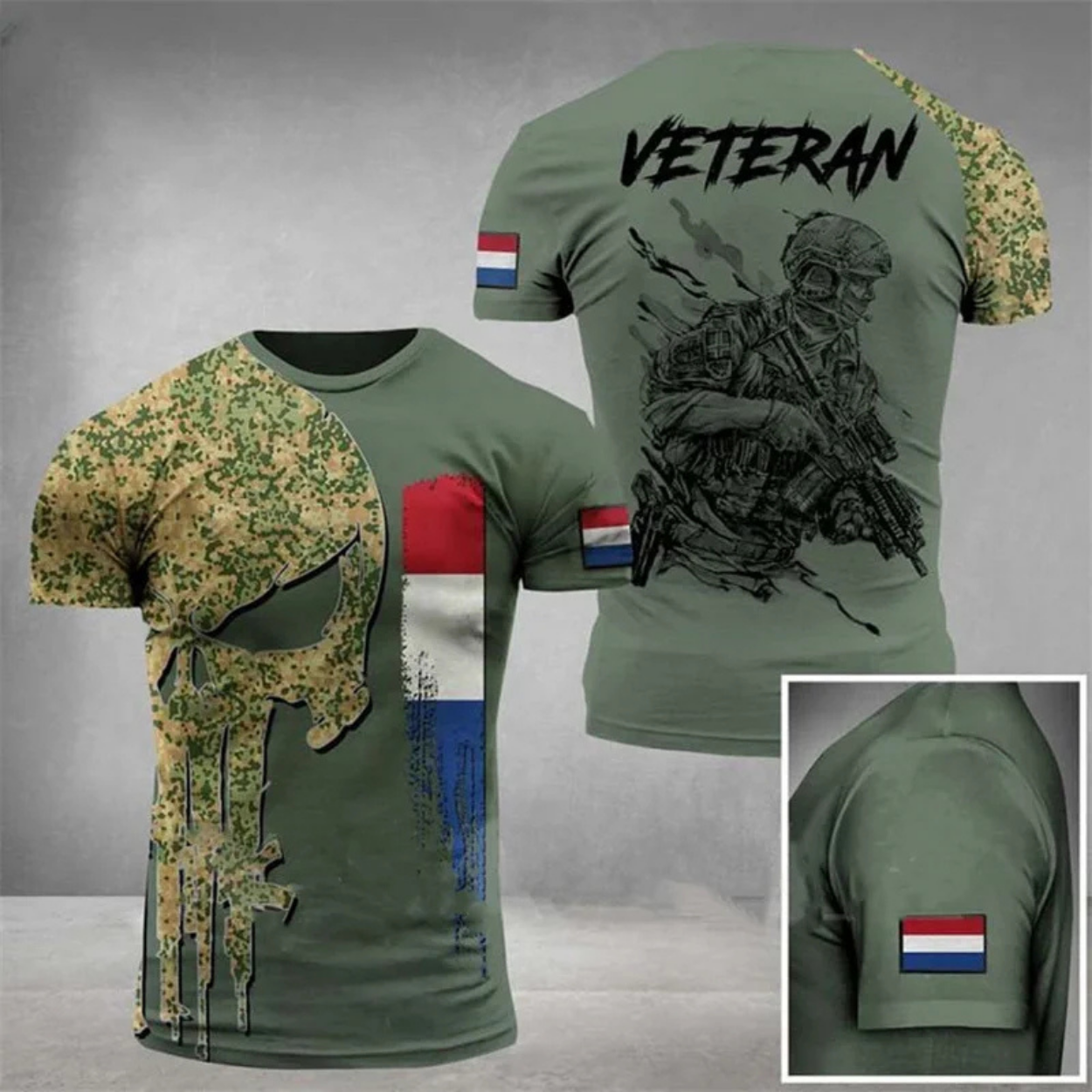 Camiseta Estilo Militar Camuflaje para Hombre