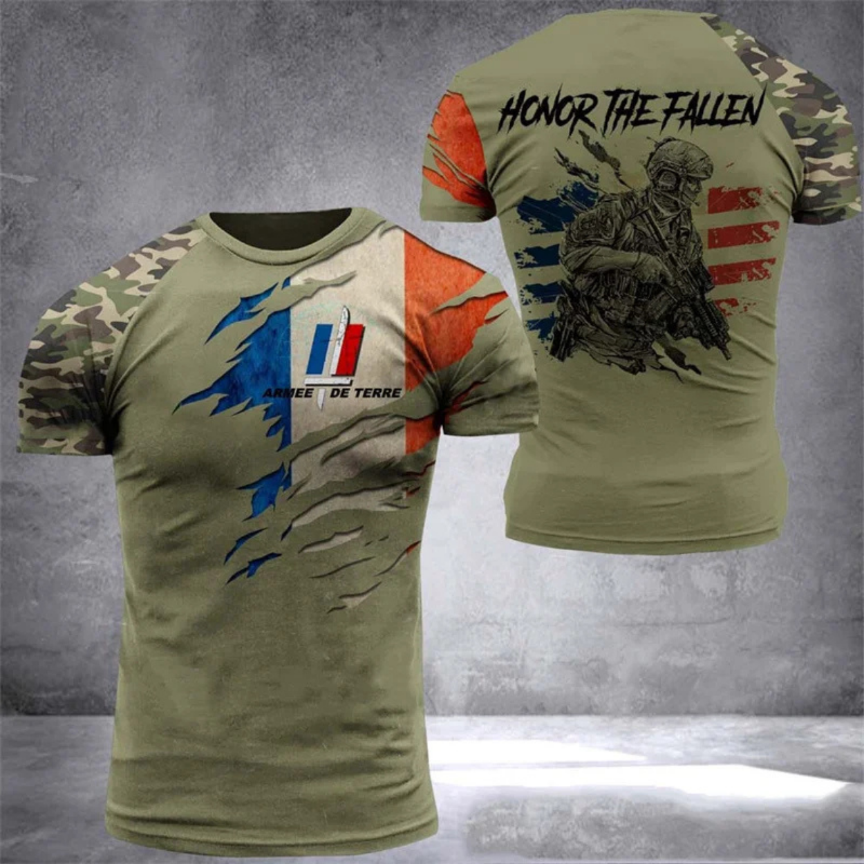 Camiseta Estilo Militar Camuflaje para Hombre