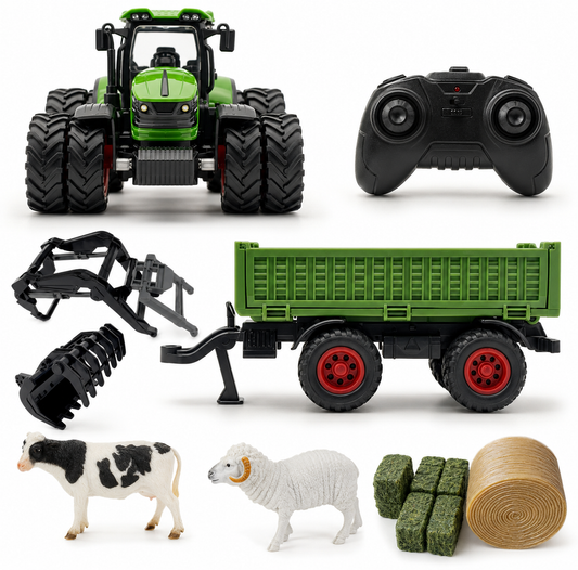 Tractor RC Juguete para Niños con Remolque de Metal