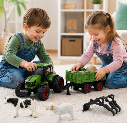 Tractor RC Juguete para Niños con Remolque de Metal