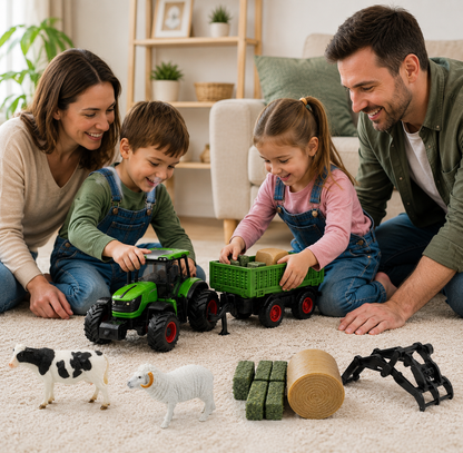 Tractor RC Juguete para Niños con Remolque de Metal