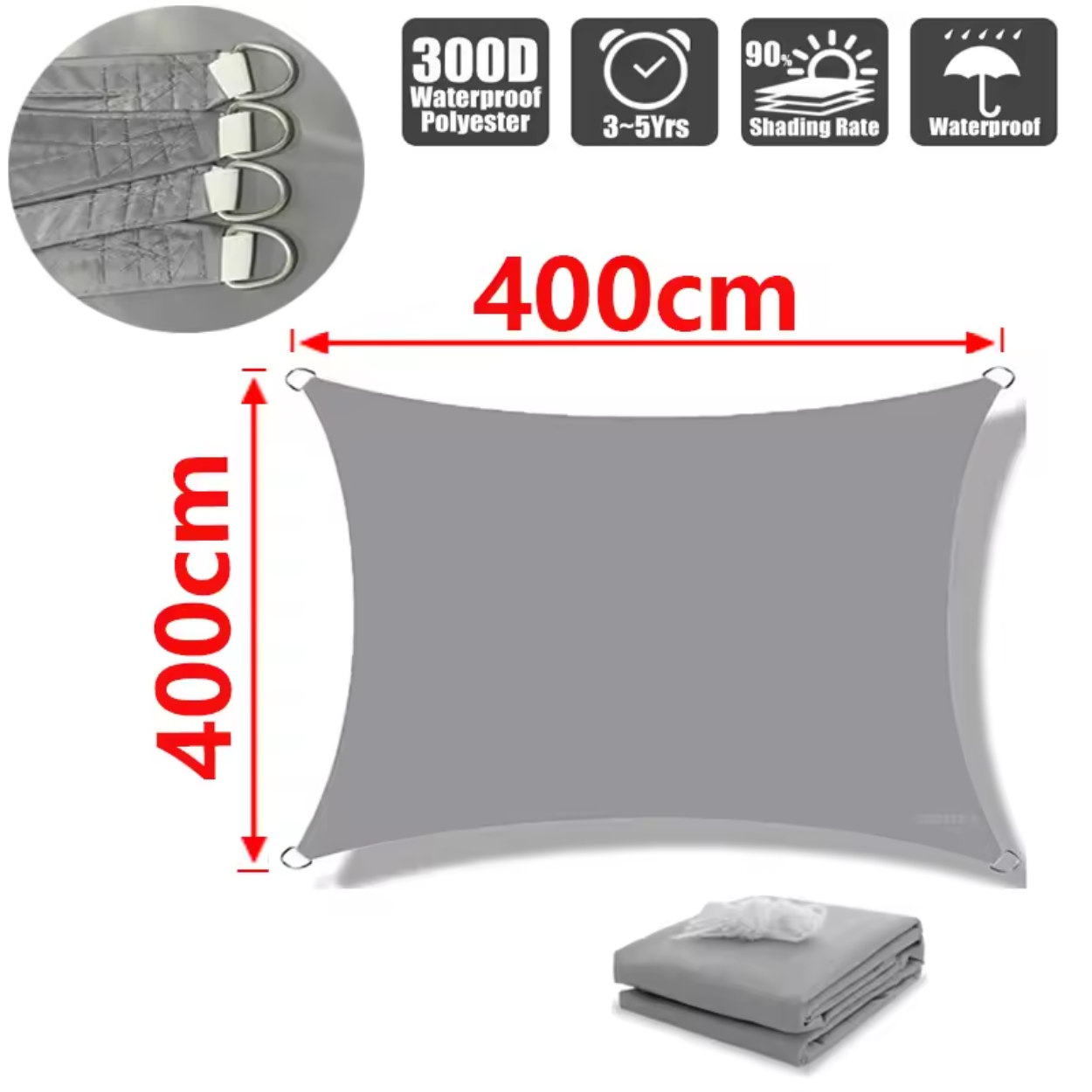 Vela de Sombra Resistente al Agua de Poliéster Ligero