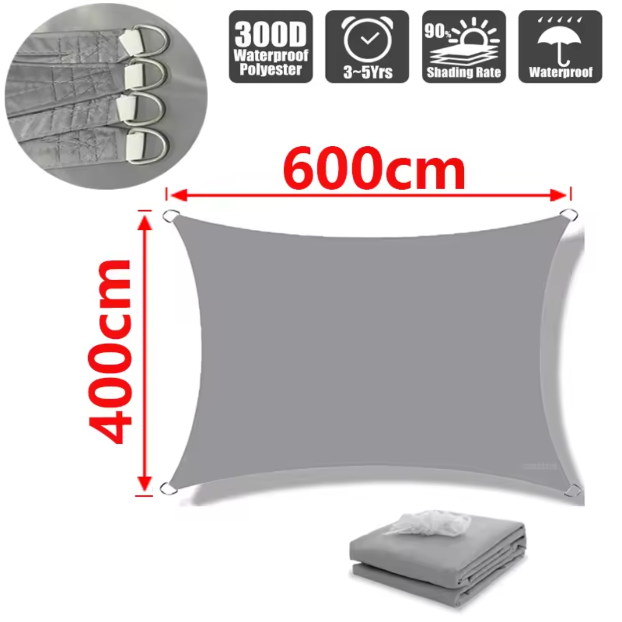 Vela de Sombra Resistente al Agua de Poliéster Ligero