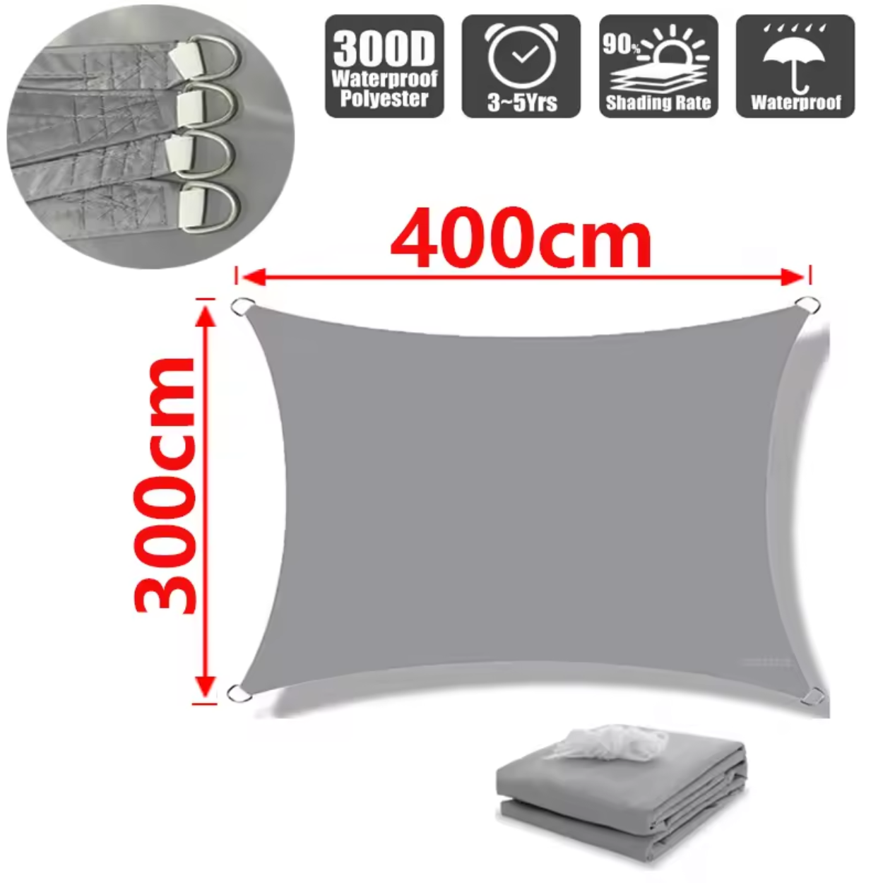 Vela de Sombra Resistente al Agua de Poliéster Ligero