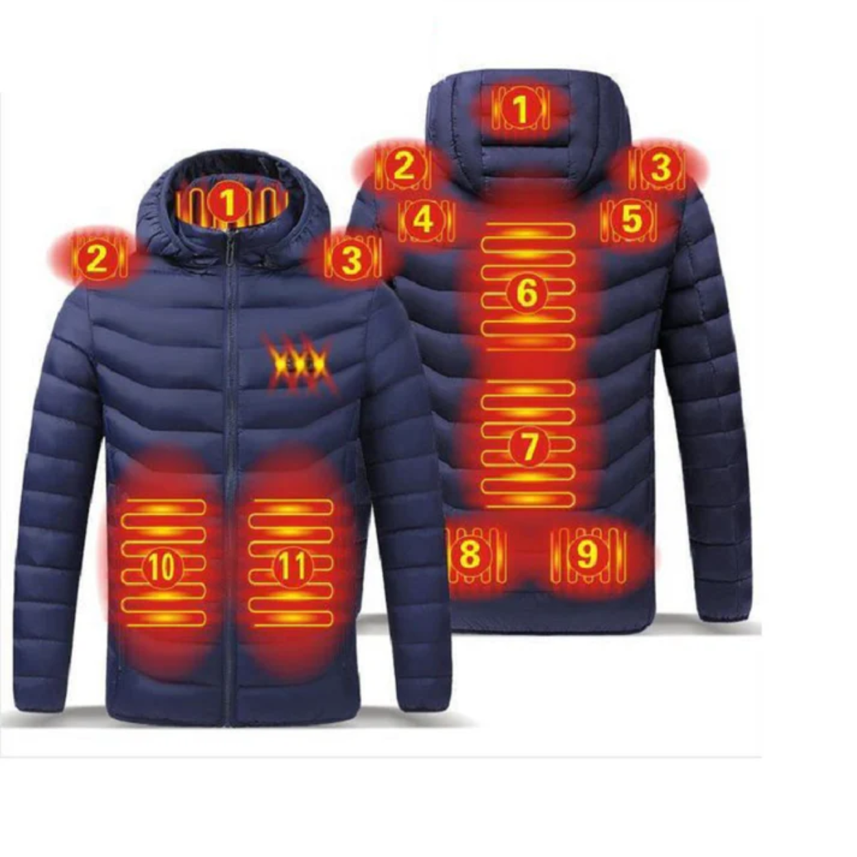 Chaqueta Calefactable Eléctrica 11 Zonas de Calor Ajustable