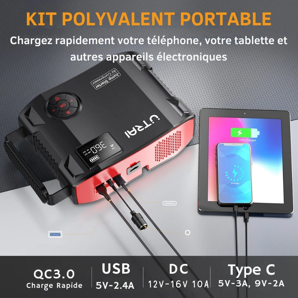 Inflador de Neumáticos 4 en 1 Compacto y Práctico