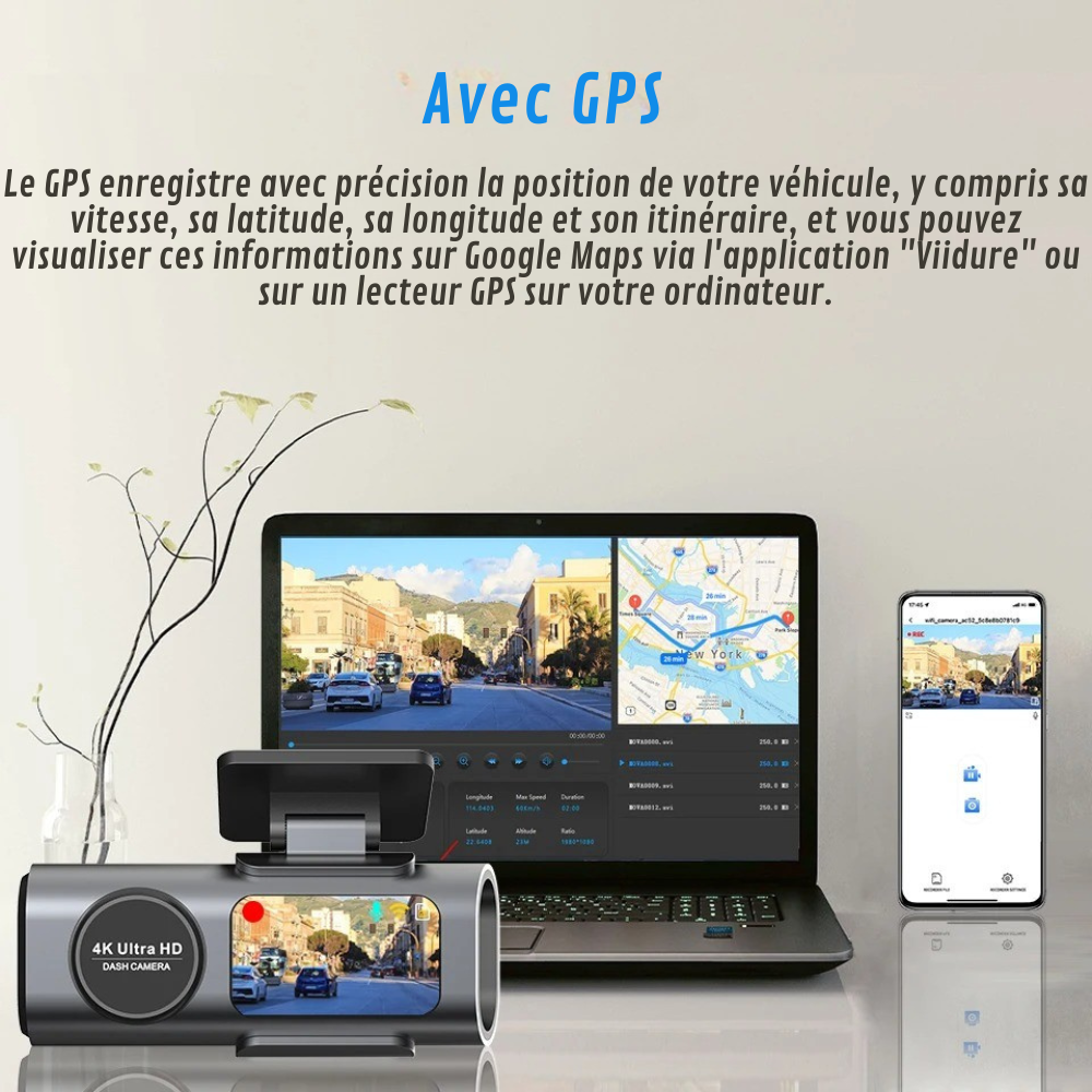 Cámara para Coche 4K Full HD con Grabación Continua