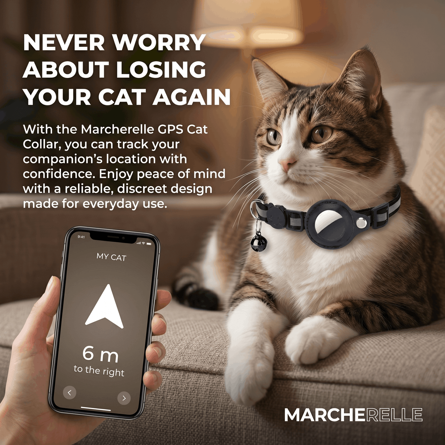 Macherelle™ – Collar GPS para Gatos Sin Suscripción | Compatible con iOS y Android