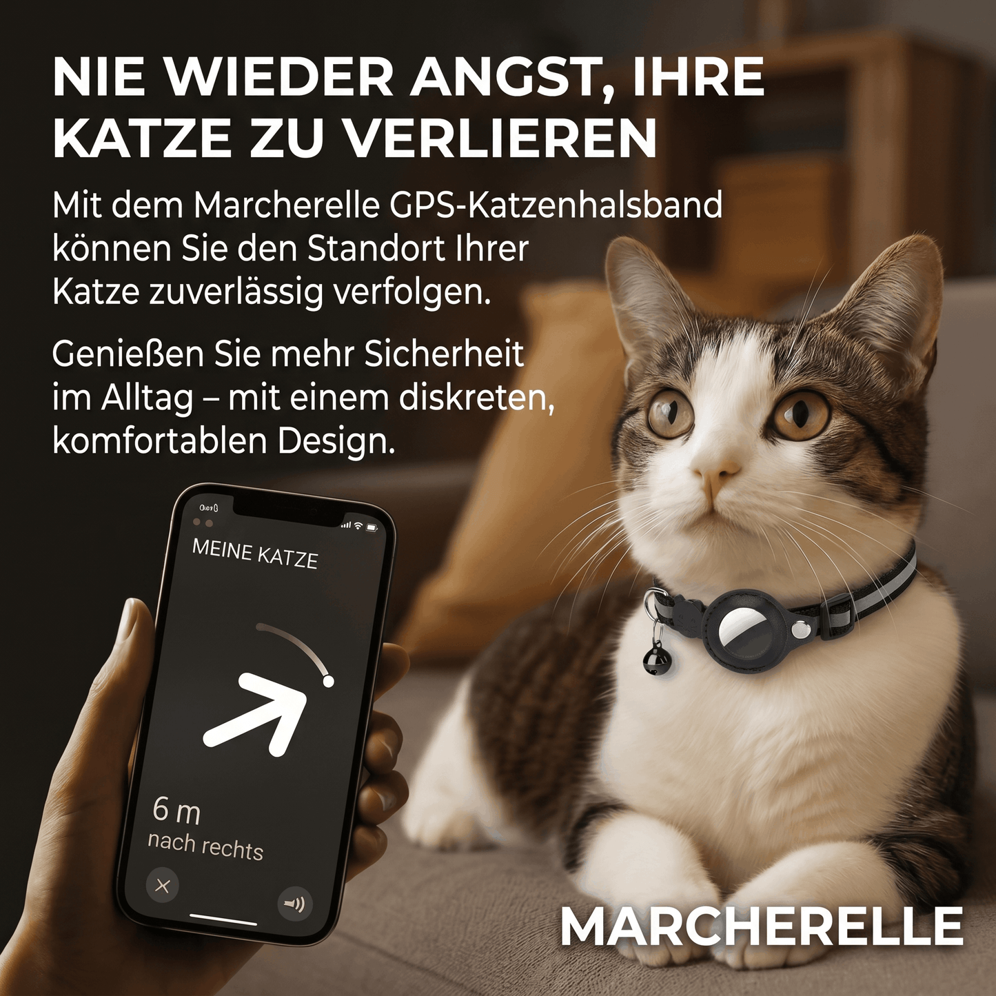 Macherelle™ – Collar GPS para Gato Sin Suscripción | Compatible con iOS y Android