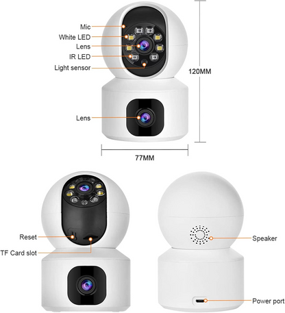 Marcherelle™ – Cámara de Seguridad WiFi Doble Lente Visión HD