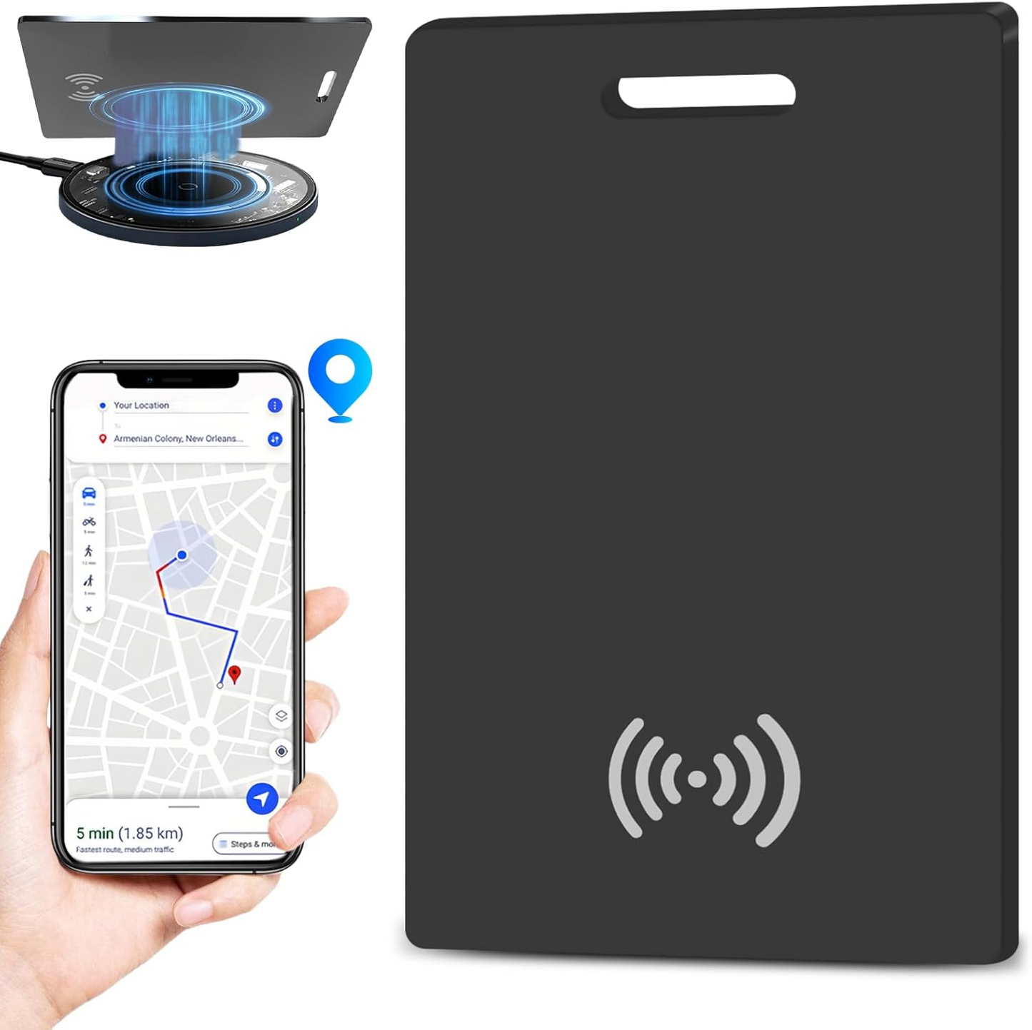 Marcherelle™ – Tarjeta de Seguimiento de Cartera Recargable, Compatible con Apple Find My