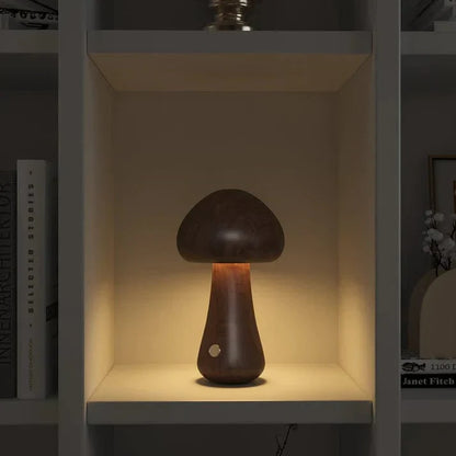 Lámpara Hongo en Madera Natural