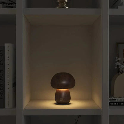 Lámpara Hongo en Madera Natural