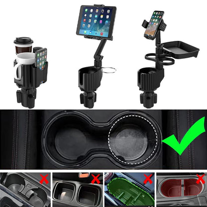 Soporte para teléfono de coche con portavasos práctico
