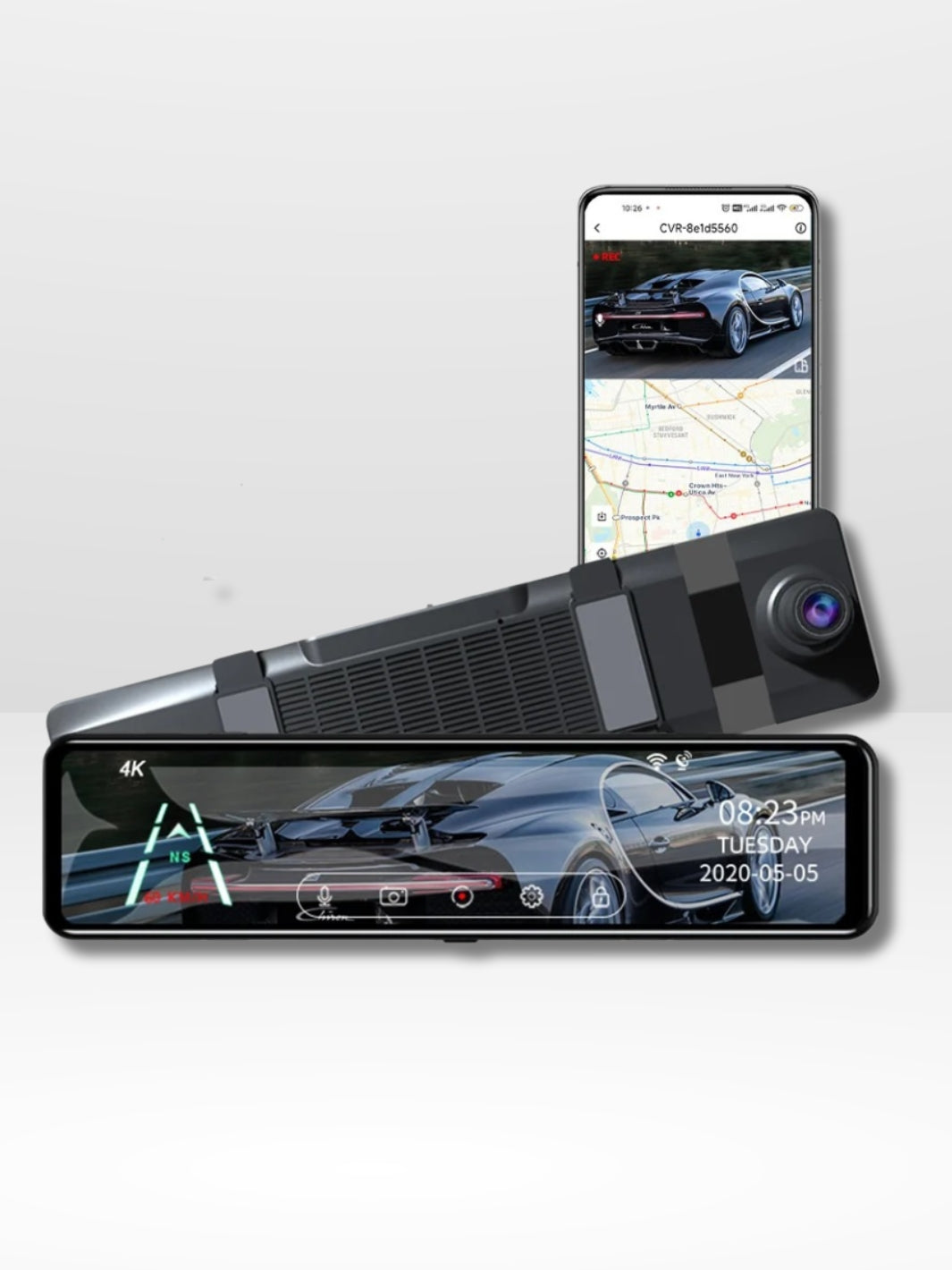 Espejo Retrovisor con Cámara 4K que Incluye GPS y Grabación