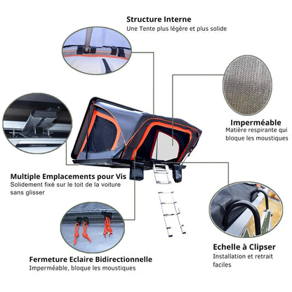 Tienda de Techo para 2 Personas para Coche con Cierre Rígido