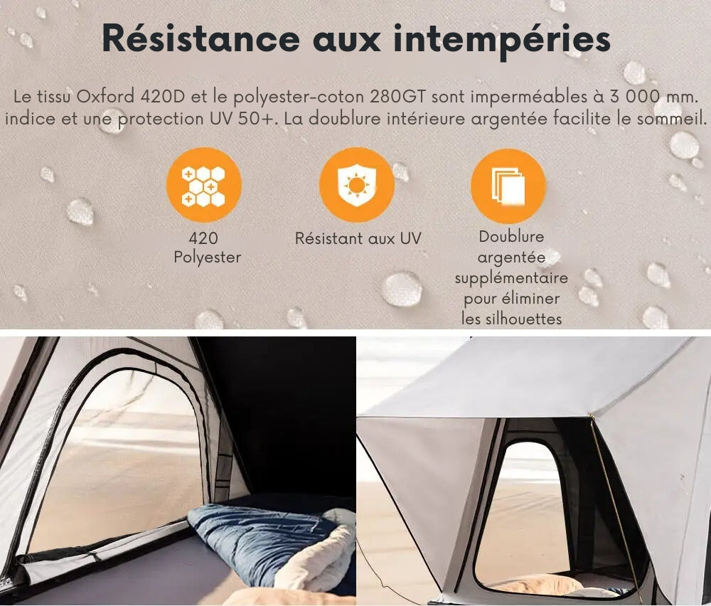 Tienda de Techo con Alta Rigidéz para Camping Cómodo